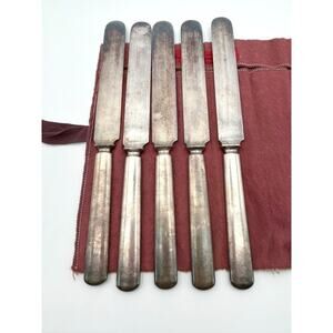 1847 Rogers Bros Silverplate Blunt Dinner Knives Set of 5 Triple Silver Plate